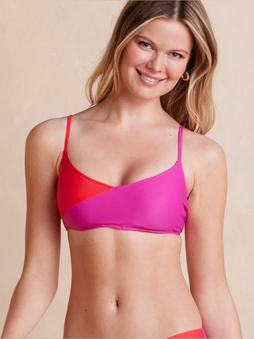 Summersalt Marina Two-Tone Pink & Coral Bikini Top